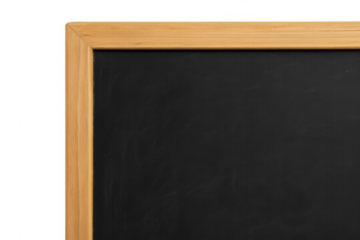 Blackboard with wooden frame, providing a blank space for writing, drawing, or teaching, on a transparent background
