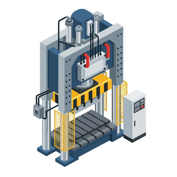 Industrial Stamping Forming Equipment Isometric Illustration