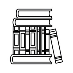 Line art icon: stacked books representing education, knowledge, learning, and literary resources for study and academic purposes.