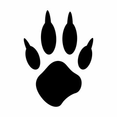 A silhouette of a paw print on a white background, clear image