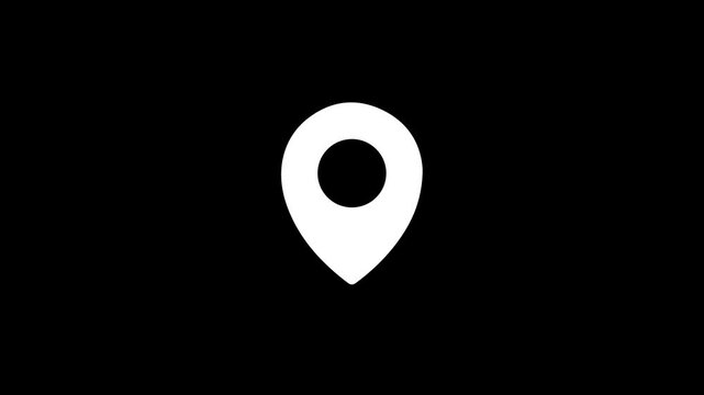 Animation of location pin icon concept, GPS icon on black transparent background with alpha channel. location symbol, map point, location pin concept animation overlay 