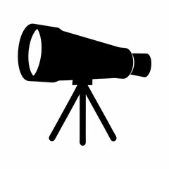 Telescope on a Tripod Silhouette for Astronomy Observation and Exploration Tools
