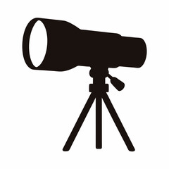 Silhouette of a telescope on a tripod, ready for astronomical observation