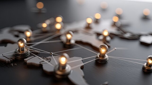 Detailed map of Europe highlighted by bright connections, illustrating the importance of global networks in a modern digital landscape - Powered by Adobe