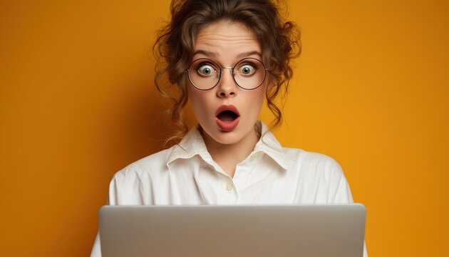 Upset Caucasian Businesswoman Shocked By Failing Exam Results: Freelance Girl Reads Distressing Email Notification With Unexpected Bad News.
