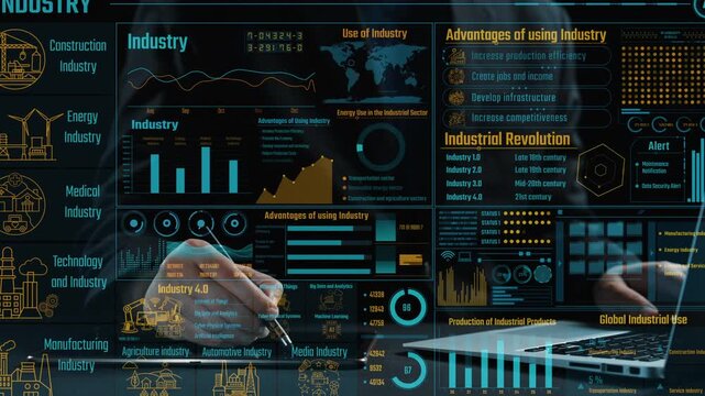 Explore a detailed visual representation of industry trends, benefits, and data analysis across various sectors including construction, energy, medical, and technology. Cipher