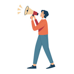 Fototapeta premium Simple flat vector illustration of a man holding an object with a minimalist design and bold colors