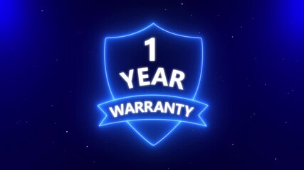 One year warranty quality assurance concept on the transparent background. Motion graphics of product guarantee animated. 4k video animation.