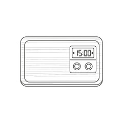 Hand-Drawn Sketch of a Digital Alarm Clock Displaying 15 -00.