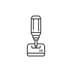 Outline Icon of a Car Gear Shift Lever with Rectangular Base.