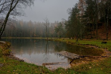 A foggy, November morning at the Antonka quarry near Kamenice nad Lipou