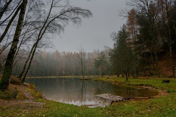 A foggy, November morning at the Antonka quarry near Kamenice nad Lipou