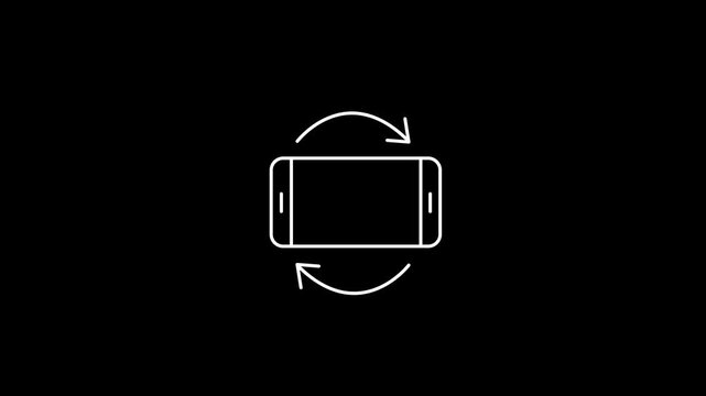 Please Rotate Your Phone. Turn you Smartphone and rotate device screen animation on black transparent background with alpha channel. Rotate your phone horizontal to vertical orientation
