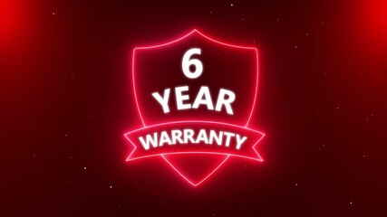Six years warranty quality assurance concept on the transparent background. Motion graphics of product guaranteed animated. 4k video animation.