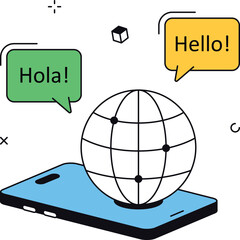 Language learning with world on phone isometric flat vector illustration © Iconique
