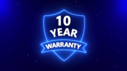 10 year warranty concept on the transparent background. Badges Design Animation. Motion graphics of warranty idea. 4k video animation.