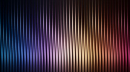 Dark abstract background with vertical lines and colorful gradient illumination