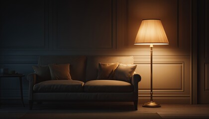 The Living Room Lamp Switches On And Off Instantly, Creating A Comfortable And Cozy Atmosphere In The Living Room Space.