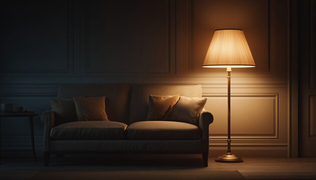The Living Room Lamp Switches On And Off Instantly, Creating A Comfortable And Cozy Atmosphere In The Living Room Space.