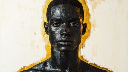 Striking portrait of a young man with a golden background