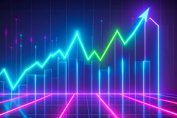 Blue finance stock market success line graph heartbeat monitor EKG ECG cardiogram wave chart on a black background