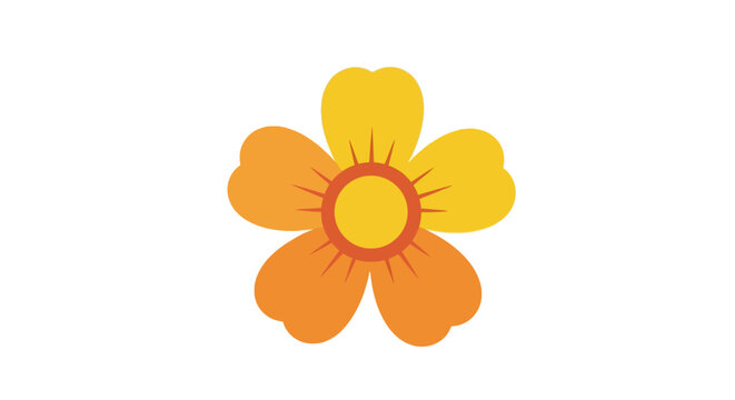 Vibrant abstract flower with gradient orange and yellow petals on white background