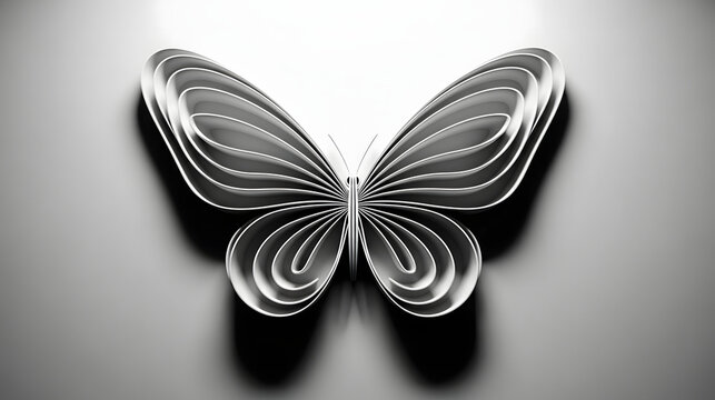 Elegant paper art butterfly in minimalist monochrome design, Created using generative AI