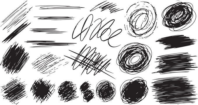 Collection of hand drawn scribble lines isolated on - Powered by Adobe