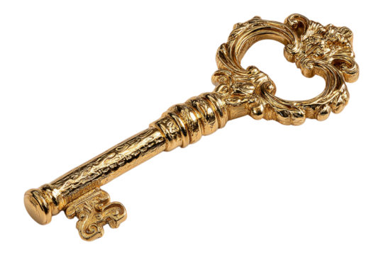 Golden Key with Detailed Vintage Design