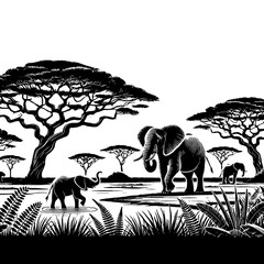 African Elephant Landscape Silhouette

 

 

 
