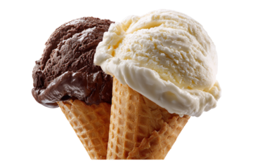 Double Scoop Ice Cream Cone with Vanilla and Chocolate