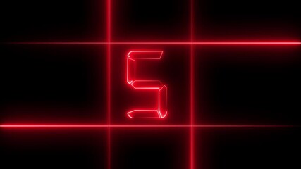Glowing neon countdown timer from 10 to 0, featuring bright red numbers inside a circular neon ring on a black background. Smooth, futuristic light animation creates a bold, modern countdown effect. - Powered by Adobe