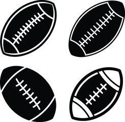 American football outline silhouette set