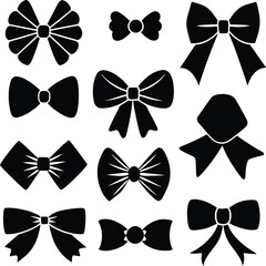 Bow silhouette bow tie silhouette hair bow silhouette illustration