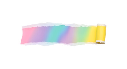Pastel Rainbow Torn Paper with Rolled End — Gradient Ribbon Accent

