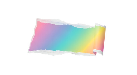 Pastel Rainbow Torn Paper with Curled Corner — Gradient Peel Accent

