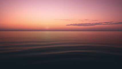 Fototapeta premium Calm Ocean Sunset with Pink and Orange Sky
