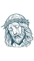 Jesus Christ face vector illustration detailed portrait graphic jesus on cross christian catholic faith religious icon sacred art design head silhouette sstkchristmas vector illustration