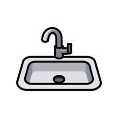 Sink icon on White Background Vector Art Illustration on white background.
