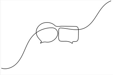 Modern continuous line drawing of message speech bubble icon

