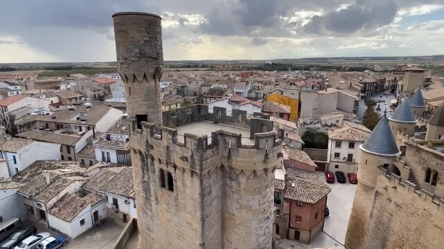 Vista panor&aacute;mica 180&deg; desde una torre del Castillo de Olite, Navarra