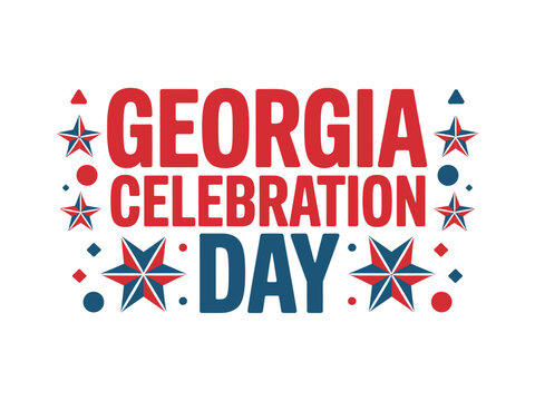 Georgia Celebration Day with patriotic stars and dots design - Powered by Adobe