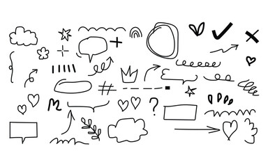 Hand drawn doodle elements isolated on for decoration use