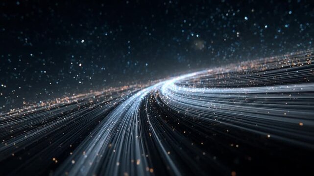 Cosmic Dance of Light: An awe-inspiring depiction of a celestial event, with radiant trails of light weaving across the vastness of the cosmos, evoking wonder and mystery.