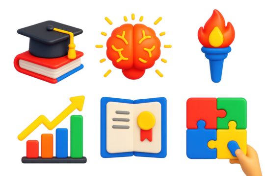 Hand is holding a jigsaw puzzle with a book and a brain