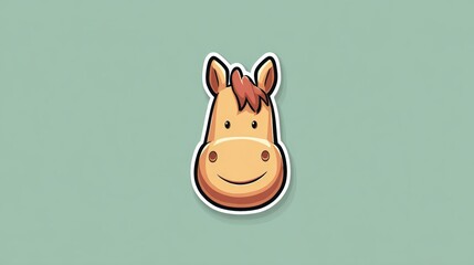 Cute Emoji-Style Horse Head Sticker on Flat Color Background