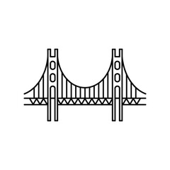 Iconic golden gate bridge outline illustration in black and white