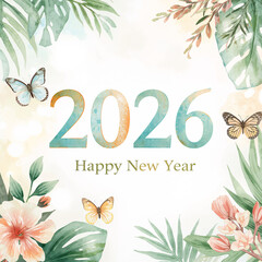 Spring Background with Flowers 2026: Happy New Year Celebration
