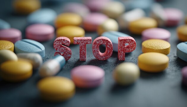 End The Opioid Crisis: Addressing The Epidemic Of Painkiller Abuse And Prescription Medication Addiction With Various Types Of Pills And Pharmaceuticals.