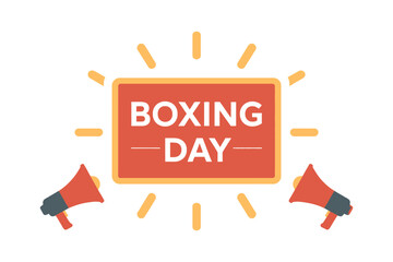 Boxing Day sale announcement with megaphones and radiating light.
